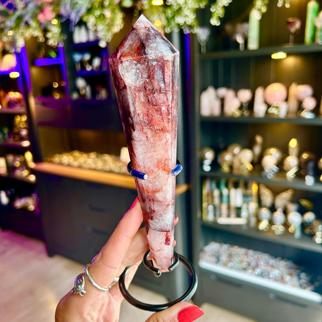 Fire Quartz Wand with Stand