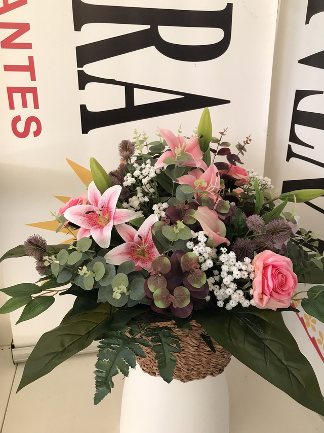 CESTA FLOR ARTIFICIAL GRANDE 