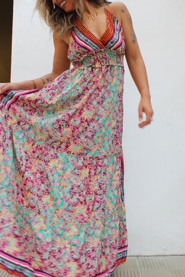 vestido Seda Burdeos