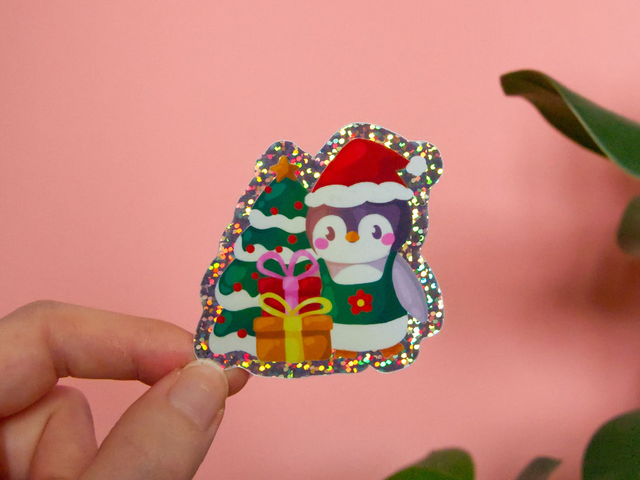 Sticker pingouin de Noël