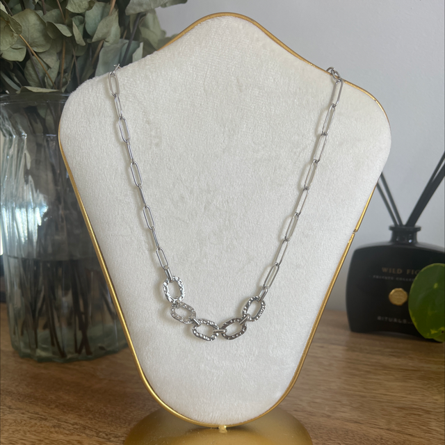 Collier grosse maille, argent