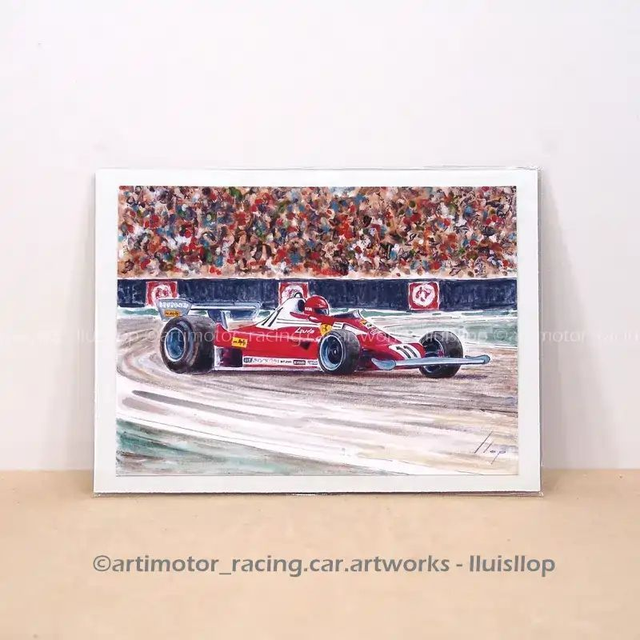 Artimotor prints - mini lito 13x18 1977 Niki Lauda Ferrari 312T Gp España Jarama