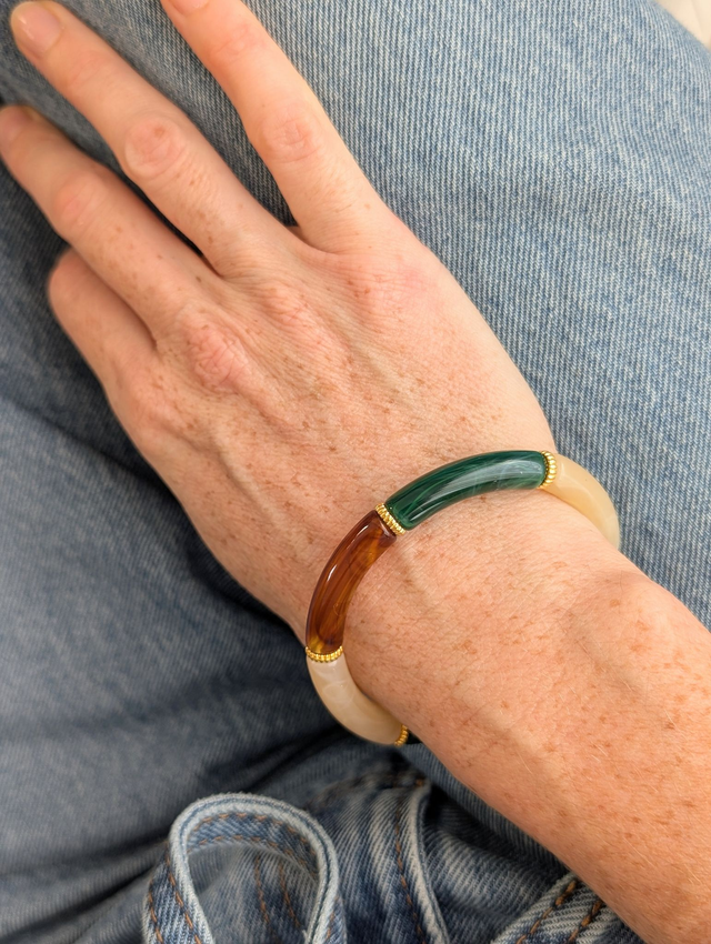 Bracelet Lison beige rose jaune glitter