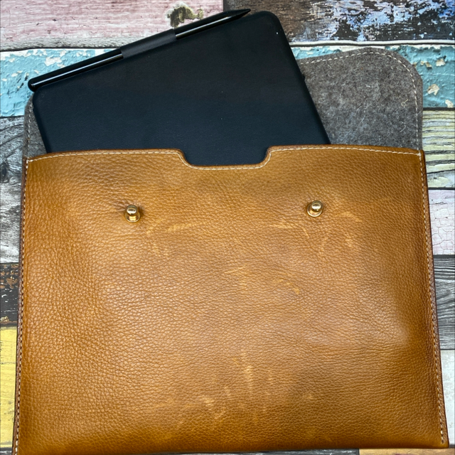 iPad case tan leather