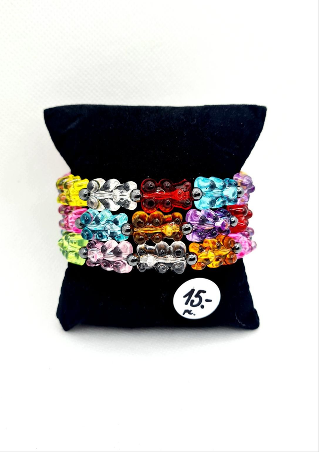 Bracelet élastique "Bear" et perles en onyx (multicolore)