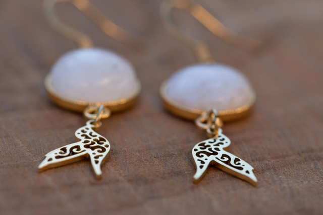 Boucles d'oreilles Pierre de Lune modèle Colibri 