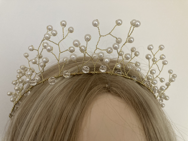Pearl Sprays, Vines and Crystals Unique Beaded Tiara hand-wired for Brides, Bridesmaids or Proms