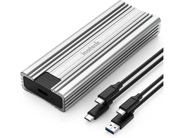 INATECK NVMe M.2 Festplattengehäuse, unterstützt M.2 SATA und NVMe SSD (2242, 2260, 2280) Festplattengehäuse, grau