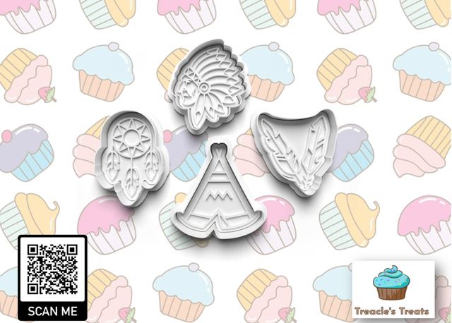 Native American Theme Fondant/cookie stamps with cutters