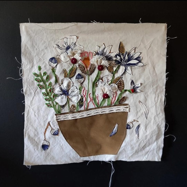 Tableau arts textiles fleurs - fleurs sauvages 