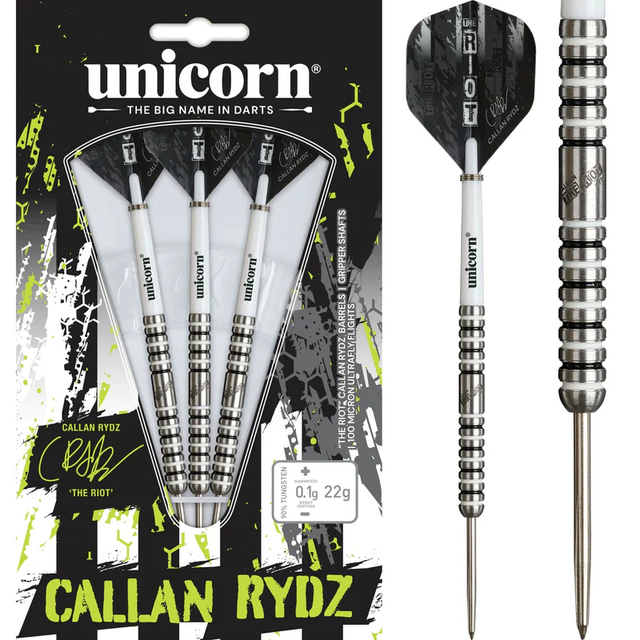 UNICORN CALLAN RYDZ THE RIOT PHASE 2 90% TUNGSTEN STEEL TIP DARTS 24g