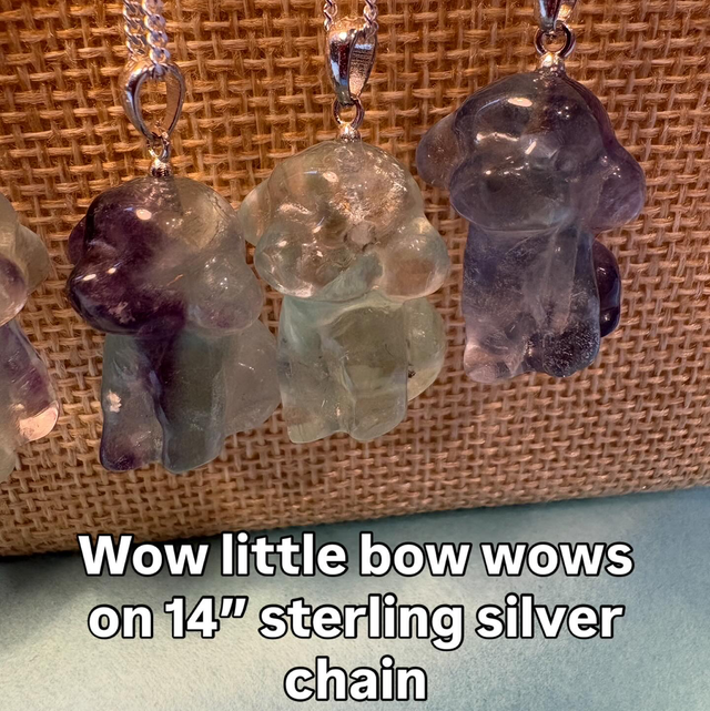 Little pups crystal necklace on sterling silver chain