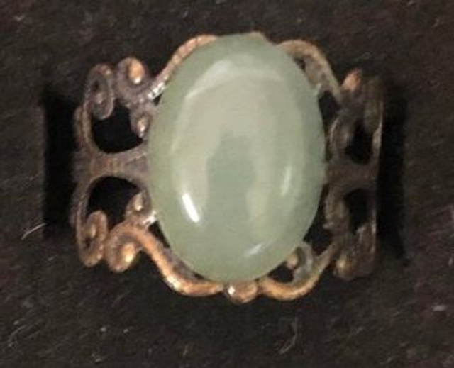 aventurine verte (bague baroque bronzée) 