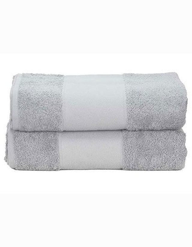 Drap de bain Light Grey brodé avec prénom