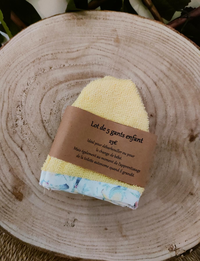 Lot de 5 demi gants jaune 