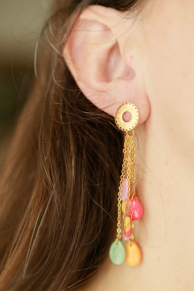 Boucles d'Oreilles longues formes gouttes Collection Gourmandises Acidulées