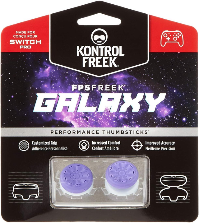 KontrolFreek FPS Freek Galaxy Paars voor Nintendo Switch | Prestaties Thumbsticks | 1 High-Rise, 1 Mid-Rise | Paars