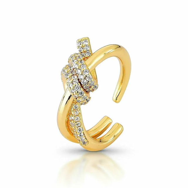 Anel Nó Cravejado Ajustável N.16 – Ouro