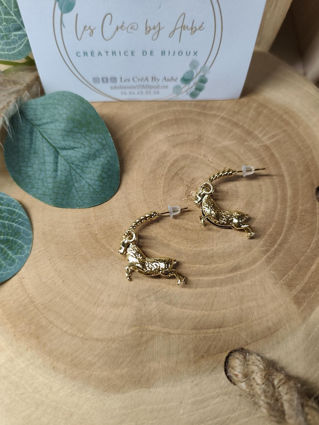 CREOLES CHIC "ANIMAL" BELIER ACIER INOXY GOLD 0001293