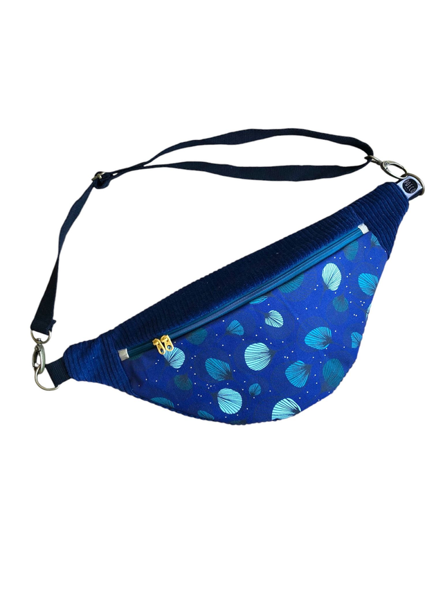 Sac Banane velours côtelé  - PLUMES - bleu marine