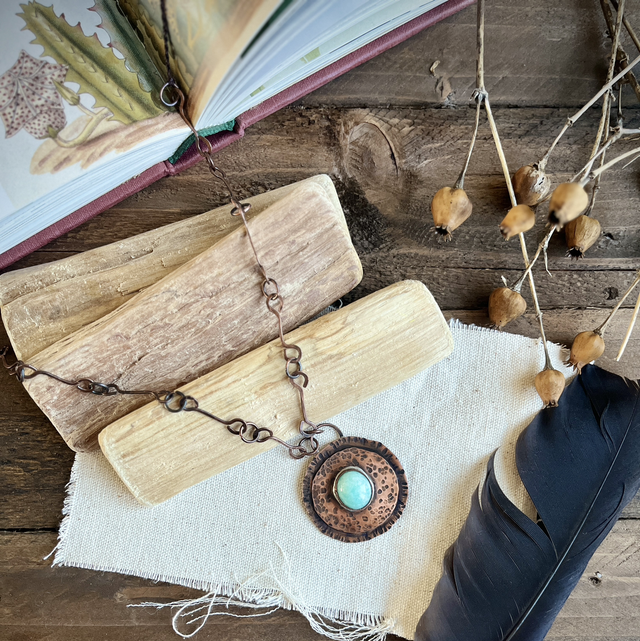 Collier Amazonite Cuivre et macramé