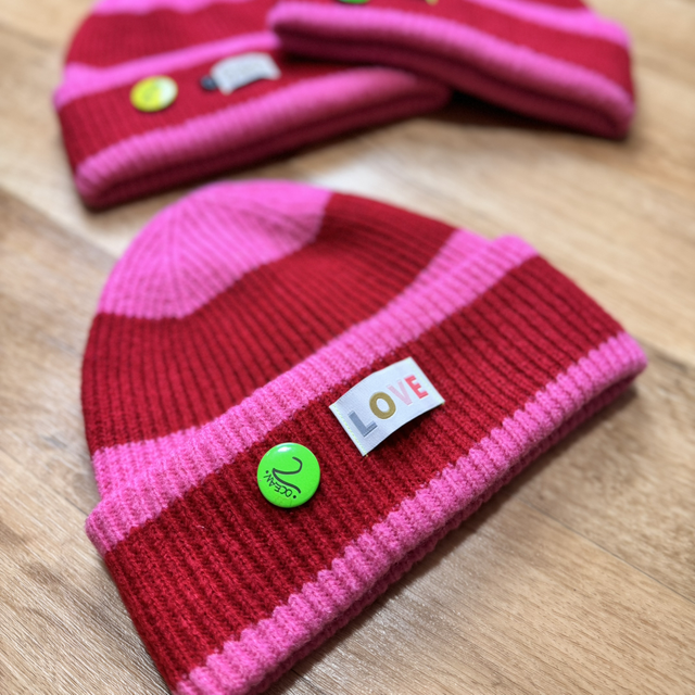 FISHER BEANIE pink/red gestreift