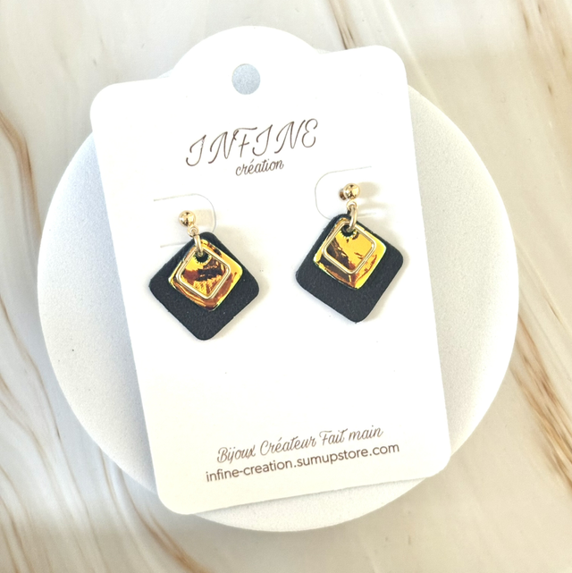 Boucles d’oreilles « Carré Bleu Nuit »