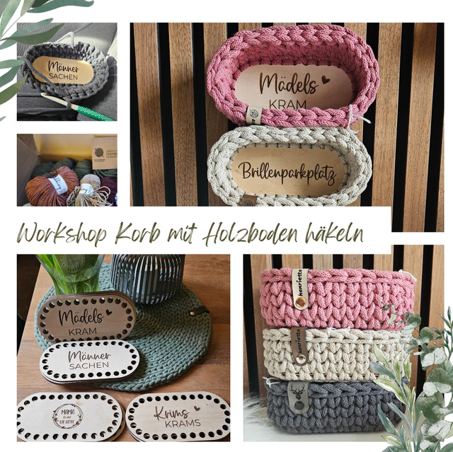 Häkelworkshop Korb mit Holzboden häkeln 
