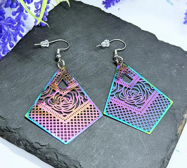 Electroplated Stainless Steel Dainty Diamond Rose Earrings 