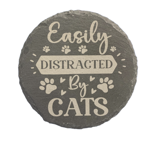Easily Distracted by Cats Circle Coaster