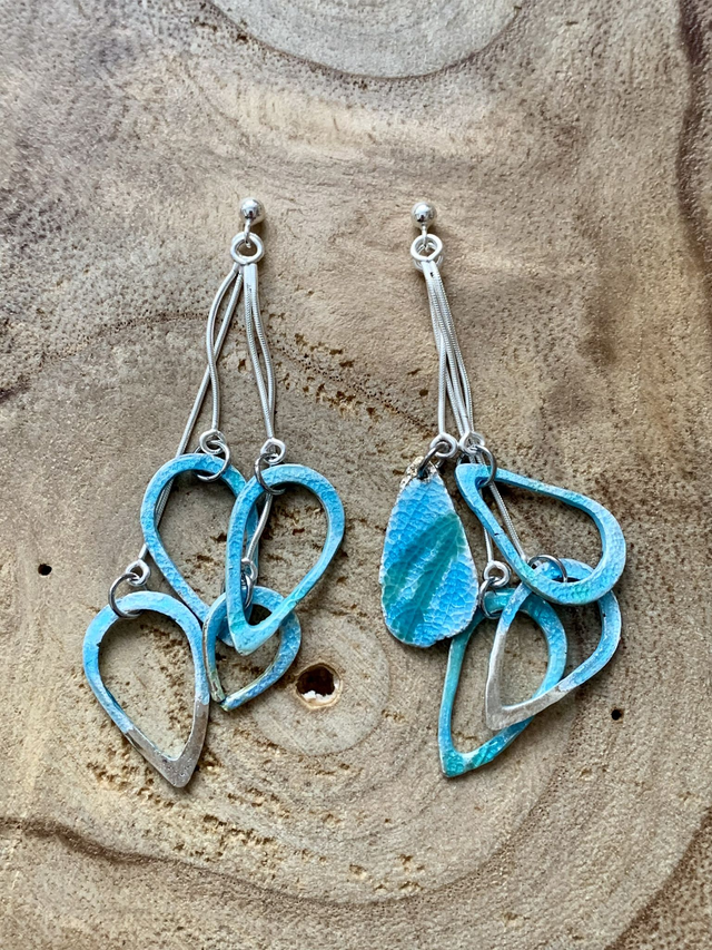 Pièces uniques : boucles d'oreilles en argent pur émaillé