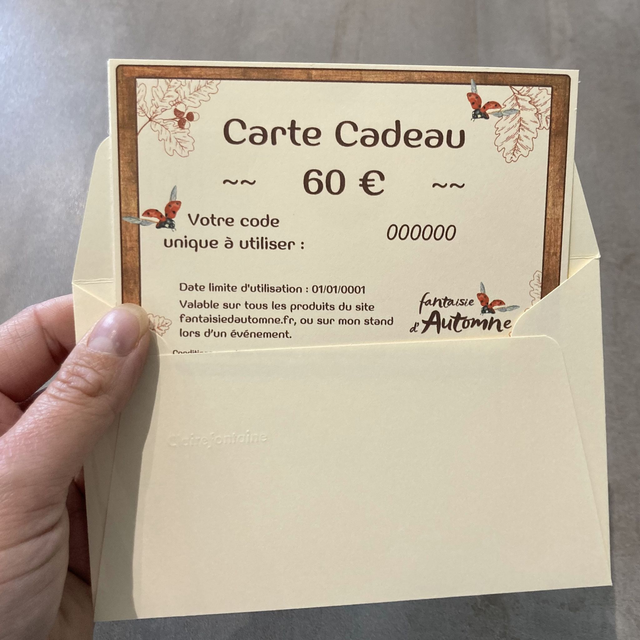 Carte cadeau imprimée ~ montant au choix