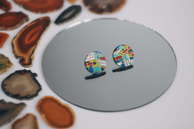 Kolczyki sztyfty z mozaiką