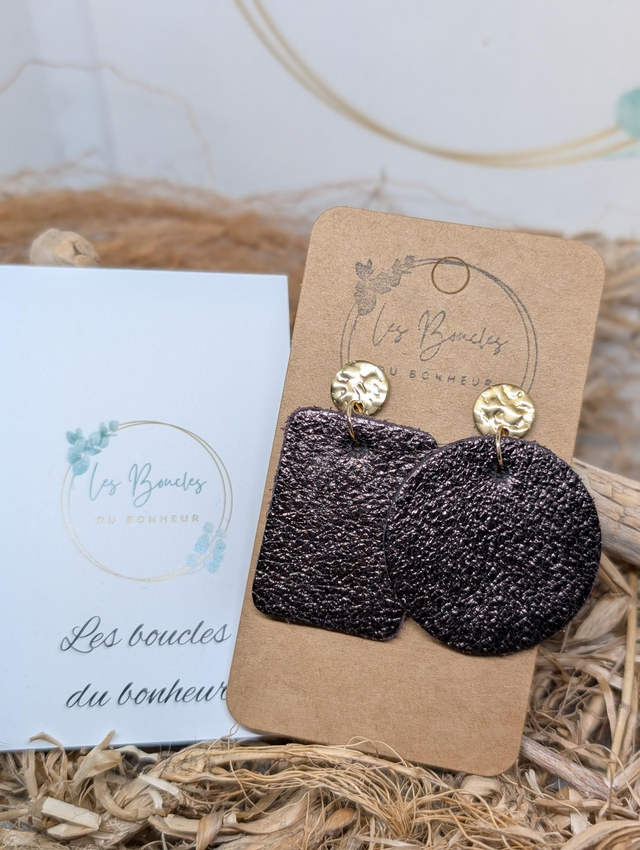 Boucles d'oreilles Asymétrique chocolat irisé as012