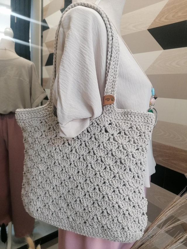 Réf 1000 Cabas fait main au crochet écru 