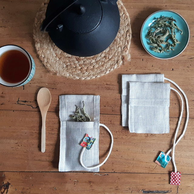 Lot de 2 filtres à thé et infusion en lin bio