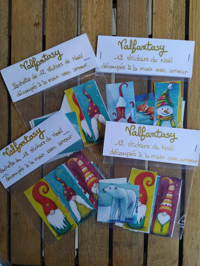 Pochette de 12 Stickers variés de Noël