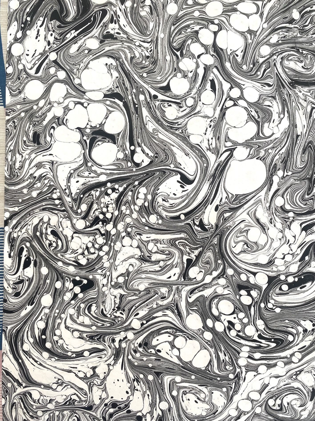 "Monochrome Swirl" Marbled Paper