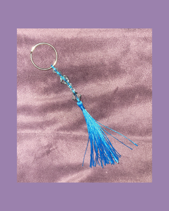 Blue Tassled Keyring