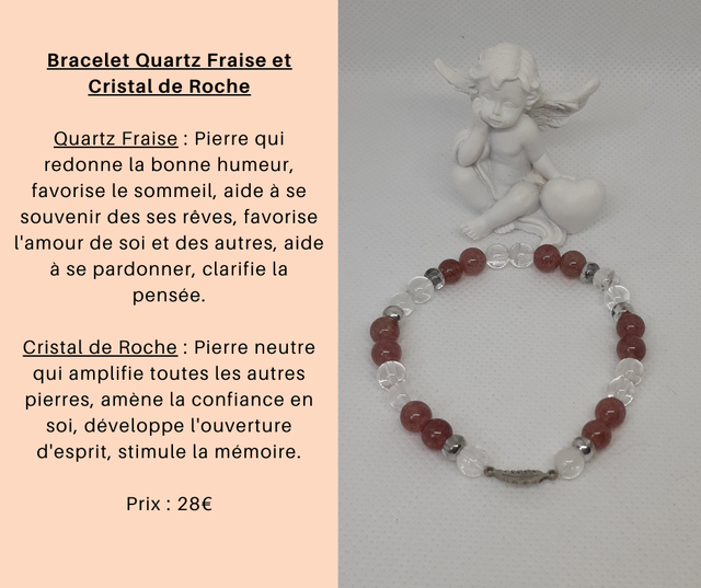 19- Bracelet Quartz Fraise et Cristal de Roche