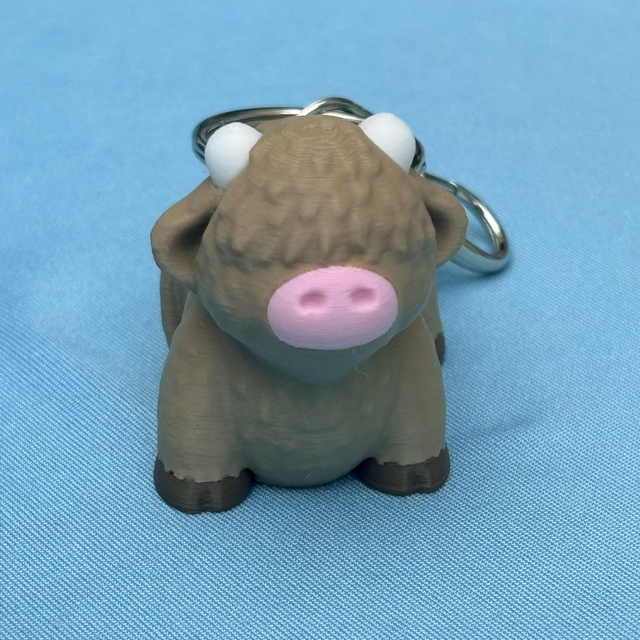 3D Printed Highland Cow Keyring