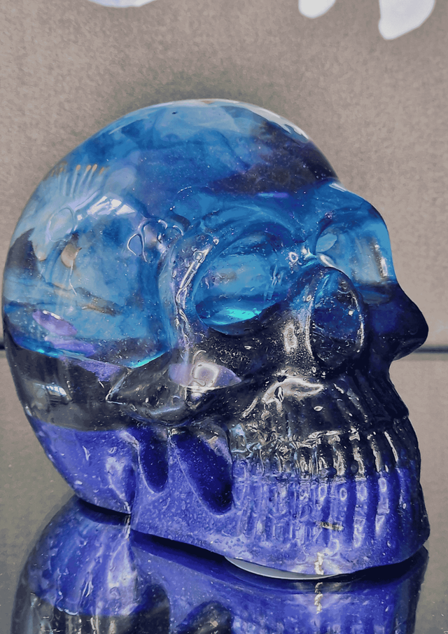 TETE DE MORT FLEUR BLEU