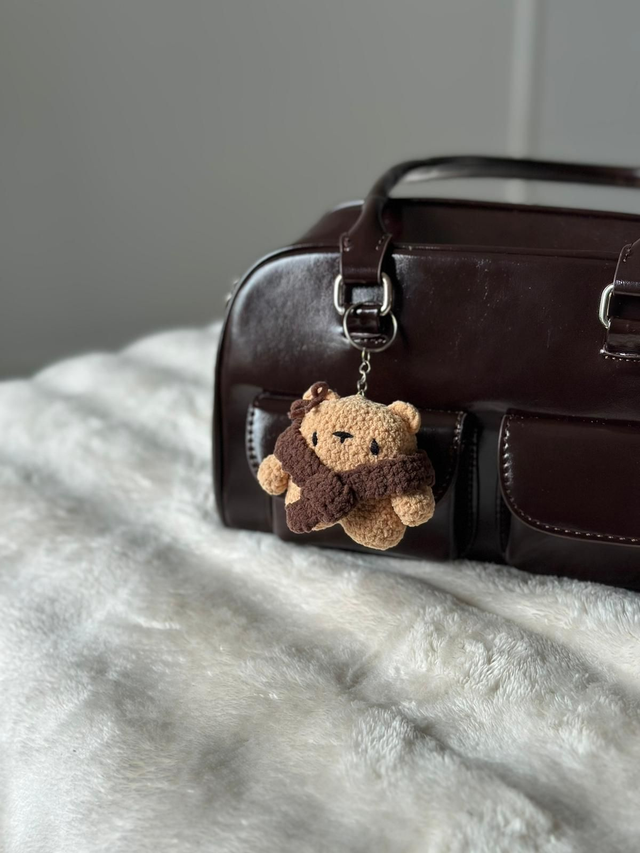 Bijou de sac - Porte-clés Ours marron clair au crochet