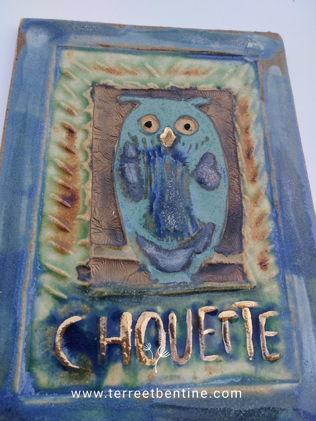 CHOUETTE - Pièce UNIQUE - grès &amp; OR