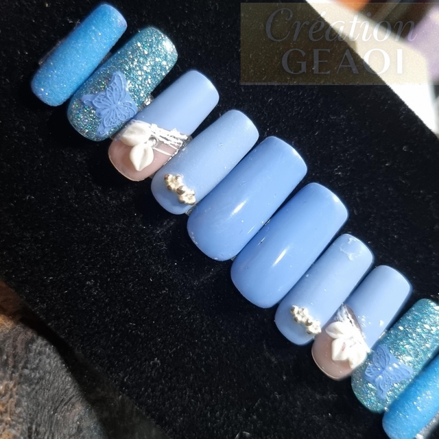 Blue cat sugar flower little carré M créer sur commande délai de 7 jours