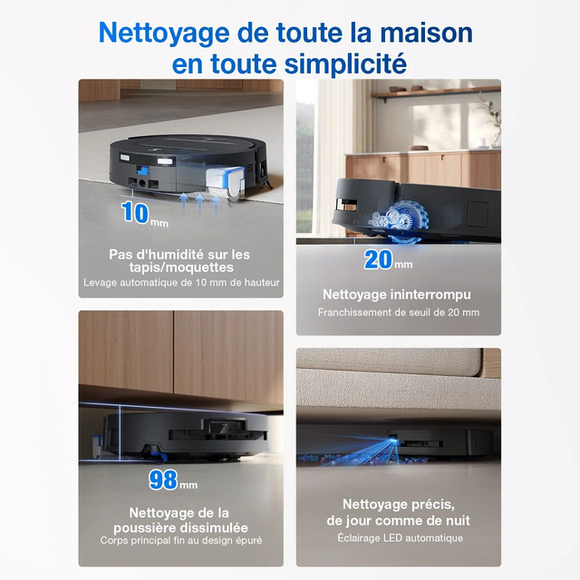 Ecovacs Aspirateur robot T80 Omni, Deebot, noir