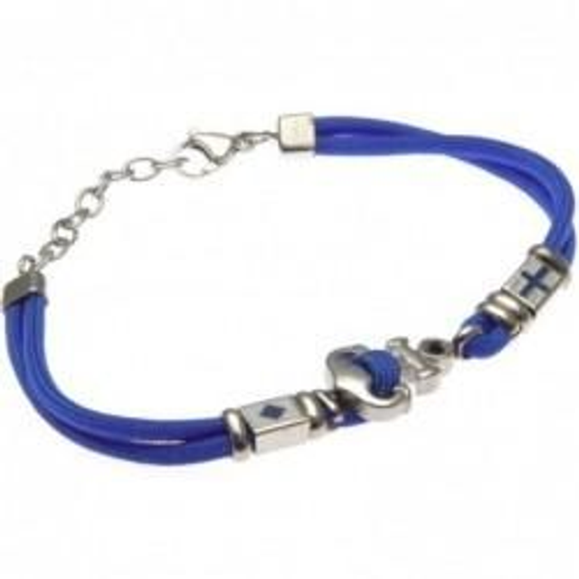 Bracciale uomo a cordino colore azzurro