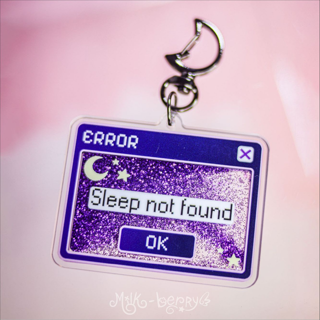 Porte-clé Shaker à paillettes Sleep not found Y2K