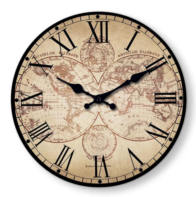 Retro wandklok hout Nautische Kust (30cm diameter)