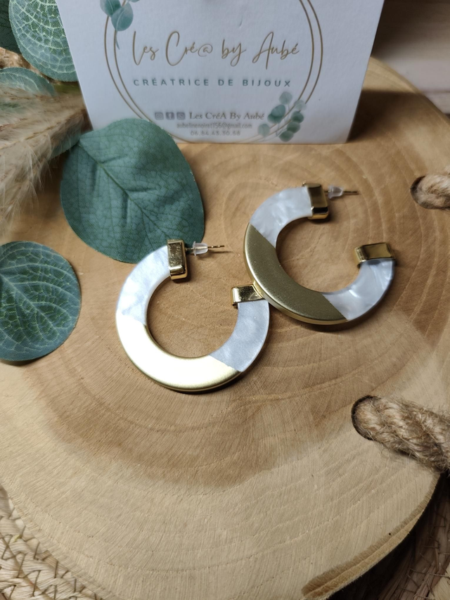 BO CREOLES RESINE BLANC/GOLD 0000460